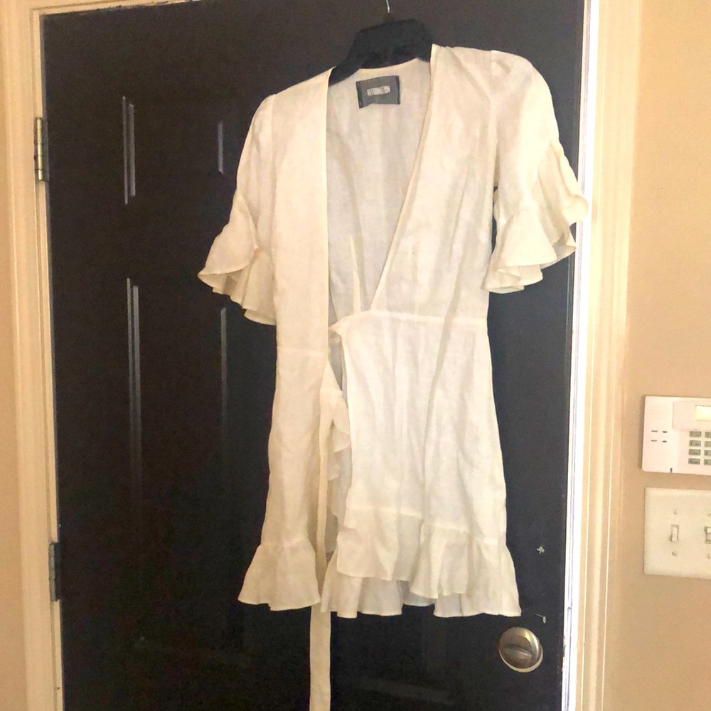 Reformation white ruffle linen dress